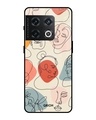 Shop Abstract Faces Printed Premium Glass Cover For OnePlus 10 Pro 5G (Impact Resistant, Matte Finish)-Front