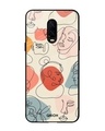 Shop Abstract Faces Printed Premium Glass Cover For OnePlus 6T (Impact Resistant, Matte Finish)-Front
