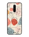Shop Abstract Faces Printed Premium Glass Cover For OnePlus 7 Pro (Impact Resistant, Matte Finish)-Front