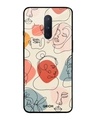 Shop Abstract Faces Printed Premium Glass Cover For OnePlus 8 (Impact Resistant, Matte Finish)-Front