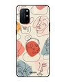 Shop Abstract Faces Printed Premium Glass Cover For OnePlus 8T (Impact Resistant, Matte Finish)-Front
