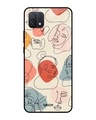 Shop Abstract Faces Printed Premium Glass Cover For Oppo A16K (Impact Resistant, Matte Finish)-Front