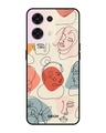 Shop Abstract Faces Printed Premium Glass Cover for Oppo Reno8 5G (Shock Proof, Scratch Resistant)-Front