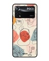 Shop Abstract Faces Printed Premium Glass Cover for Poco X4 Pro 5G (Shock Proof, Scratch Resistant)-Front