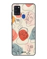 Shop Abstract Faces Printed Premium Glass Cover For Samsung Galaxy A21s(Impact Resistant, Matte Finish)-Front