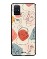Shop Abstract Faces Printed Premium Glass Cover For Samsung Galaxy A71(Impact Resistant, Matte Finish)-Front