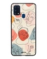 Shop Abstract Faces Printed Premium Glass Cover For Samsung Galaxy M31(Impact Resistant, Matte Finish)-Front