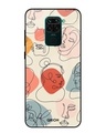 Shop Abstract Faces Printed Premium Glass Cover For Xiaomi Redmi Note 9 (Impact Resistant, Matte Finish)-Front