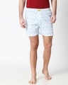 Shop Abstract Geometry White Knitted Boxers-Front