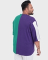 Shop Men's Blue & Green Color Block Plus Size Relaxed Fit T-shirt-Design