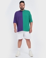 Shop Men's Blue & Green Color Block Plus Size Relaxed Fit T-shirt-Full