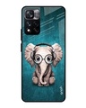 Shop Adorable Baby Elephant Printed Premium Glass Cover For Mi 11i HyperCharge (Shock Proof, Lightweight)-Front