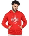 Shop Men's Red Printed Regular Fit Hoodie-Front