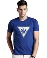 Shop Men's Blue Weed Leaf Printed T-shirt-Front