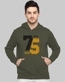 Shop Men's Green Number Printed Regular Fit Hoodie-Front