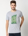 Shop Men's Grey Adventure On Typography T-shirt-Front