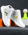 Shop Men's White Striped Sneakers-Front