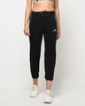 Shop Women's Black Relaxed Fit Joggers-Front