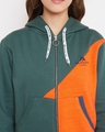 Shop Women's Green & Orange Regular Fit Hoodie