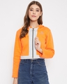 Shop Women's Orange Regular Fit Crop Hoodie-Front