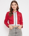 Shop Women's Red Regular Fit Crop Hoodie-Front