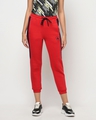 Shop Women's Red Relaxed Fit Joggers-Front