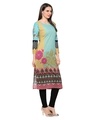 Shop Women Round Neck Kurta in Green-Design