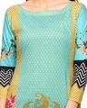 Shop Women Round Neck Kurta in Green-Full