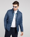 Shop Air Force Blue Plain Puffer Jacket-Front