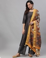 Shop Black Chinnon Dobby Design Kurta Set With Dupatta-Front