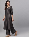 Shop Black Chinnon Dobby Design Kurta Set With Dupatta-Full