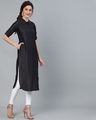 Shop Black Chinnon Silk Self Design Pathani Kurta-Design