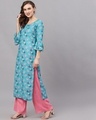 Shop Blue Digital Printed Kurta-Full