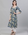 Shop Blue Floral Printed Straight Kurta-Full