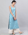 Shop Blue Gold Zari Stripes Woven Design Straight Kurta-Design