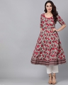 Shop Brown & Pink Printed Anarkali-Front