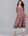 Shop Brown & Pink Printed Anarkali-Full