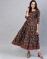 Shop Brown Printed Anarkali Kurta Wih Jacket