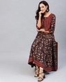 Shop Brown Printed Anarkali Kurta Wih Jacket