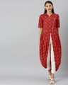 Shop Dhoti Pattern Red Bandhani Kurta-Front