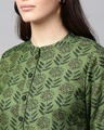 Shop Green Printed Button Down Kurta With Solid Palazzo Set-Full