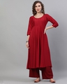 Shop Maroon Dobby Design Flared Anarkali-Front