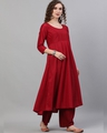 Shop Maroon Dobby Design Flared Anarkali-Design