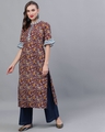 Shop Maroon Kalamkari Floral Printed Straight Kurta-Front