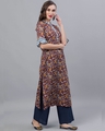 Shop Maroon Kalamkari Floral Printed Straight Kurta-Design