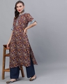 Shop Maroon Kalamkari Floral Printed Straight Kurta