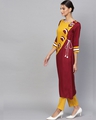 Shop Maroon & Yellow Embroidered Straight Kurta-Design