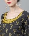 Shop Mustard & Grey Printed Anarkali With Koti