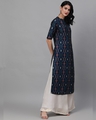 Shop Navy Blue Printed Straight Kurta-Design