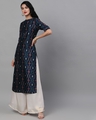 Shop Navy Blue Printed Straight Kurta-Full